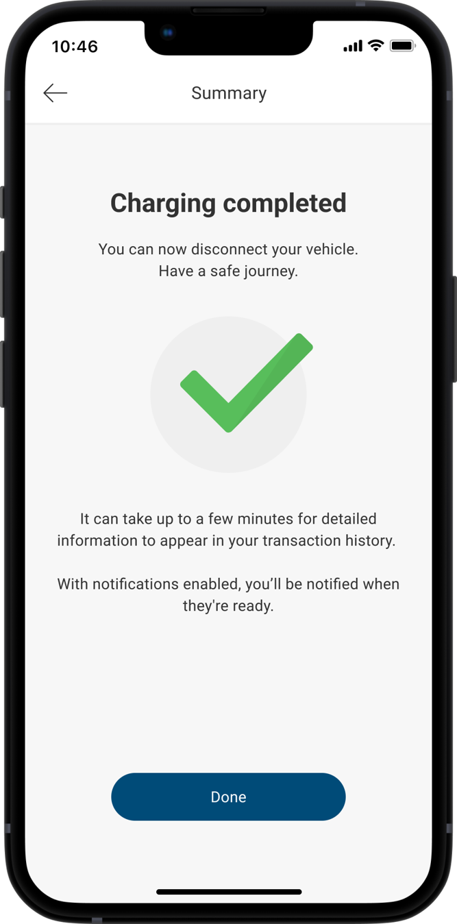 Mileage DKV Mobility App Įkrovimo pabaiga