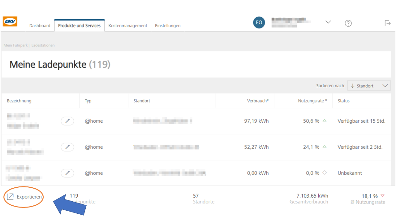 eMobilty Ladepunkteübersicht