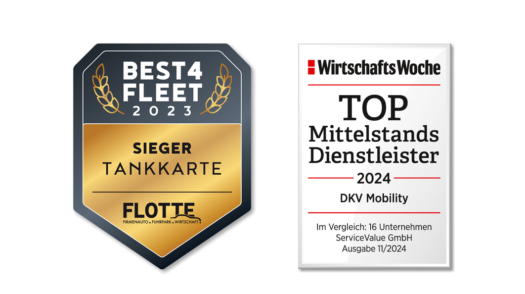 Awads Logos Flotte Best4Fleet 2023 und WiWo Top Mittelstandsdienstleister 2024