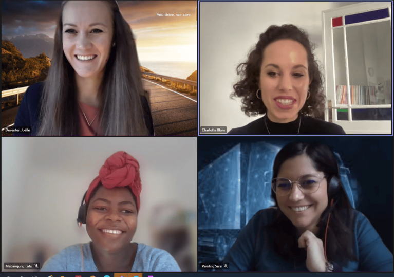 Women of different origins together in a call