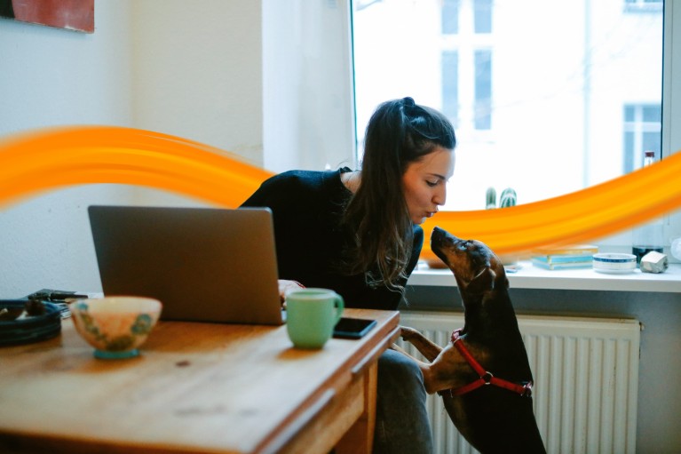 Two women working together