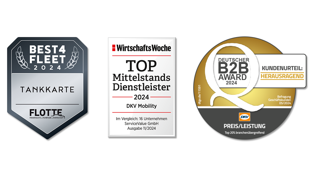 Awads Logos Flotte Best4Fleet 2023 und WiWo Top Mittelstandsdienstleister 2024