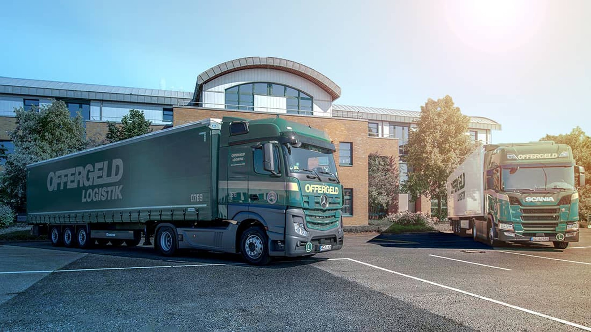 Truck of the company Offergeld on a parking lot.