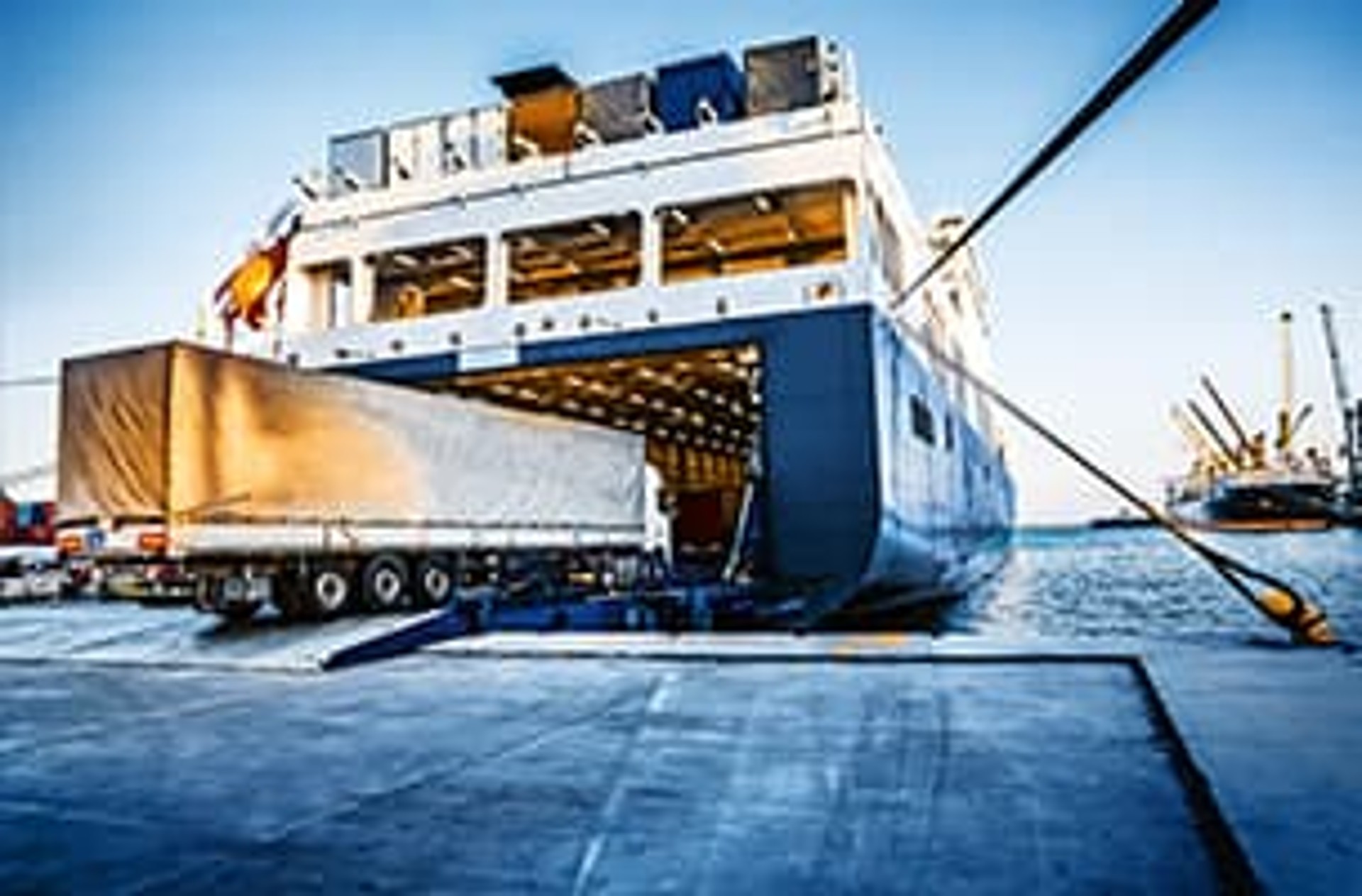 LKW enters a ferry LKW enters a ferry