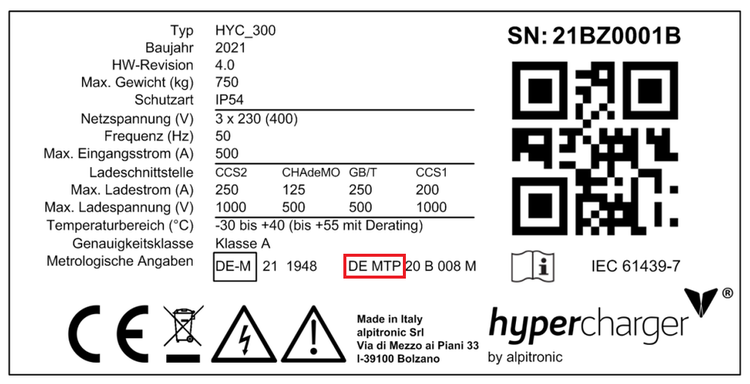 Alpitronic Typenschild