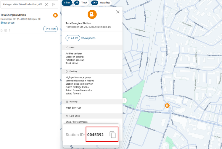 Wunschtankstelle Nummer kopieren