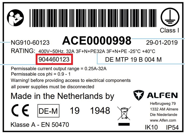 Alfen Typenschild AC