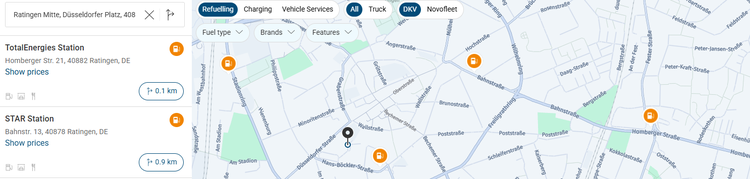 Wunschtankstelle aussuchen