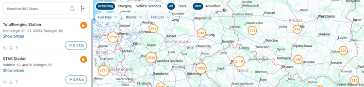 Tankstellenfinder Ort eingeben