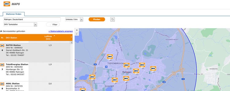 Wunschtankstelle aussuchen