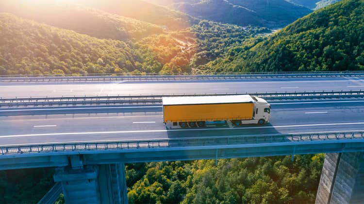 Trucker in his cockpit with DKV BOX Europe in window