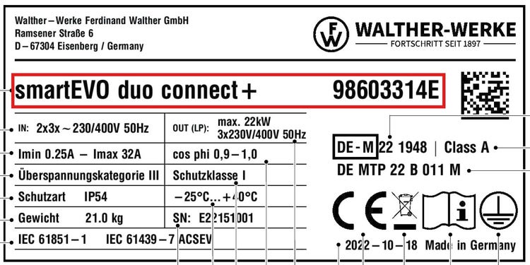 Walther Werke Typenschild AC