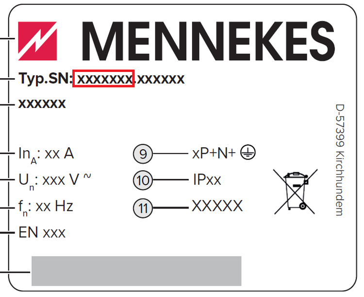 Mennekes Typenschild AC