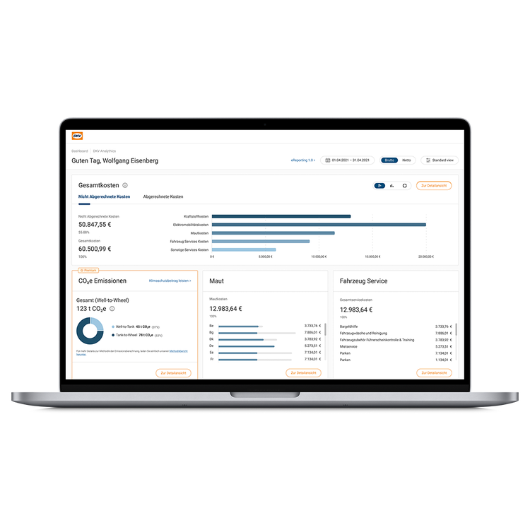 Ordenador portátil con pantalla de seguimiento de CO2 del DKV Carbon Monitor.