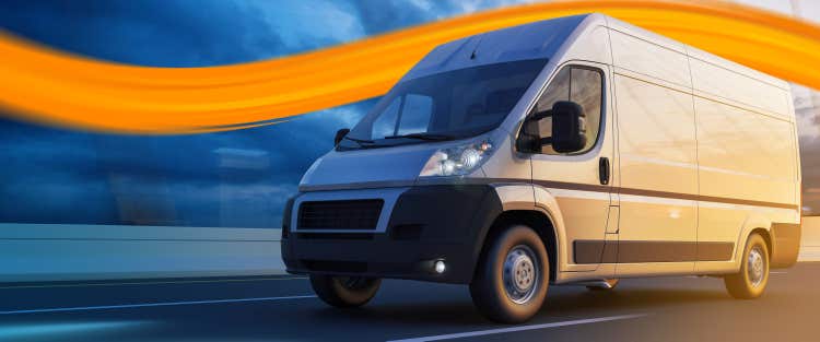 Truck and car on a motorway France