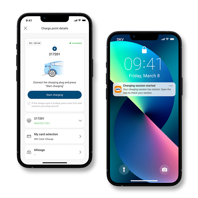 Körsträcka DKV Mobility App Laddningsprocess start