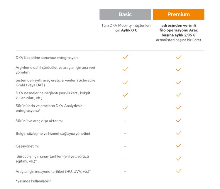 DKV Filo Yönetimi Özellikleri