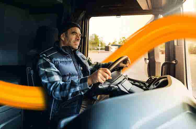 man driving truck